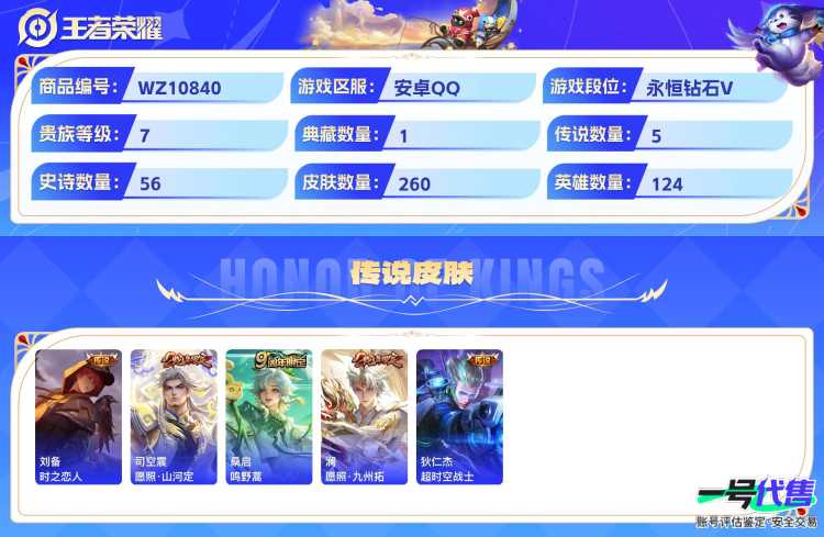 安卓QQ 124英雄 260皮肤 贵族等级7 已兑换荣耀水晶数1  银白咏叹调 时之恋人 愿照·山河定 鸣野蒿 愿照·九州拓 超时空战士 梁祝 纤云弄巧 心灵战警 破空之剑 琥珀纪元 云间偶戏 ...