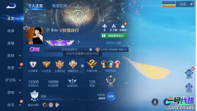 安卓VX 贵10 551皮85传说 9典藏5无双 6星元 紫瑶
