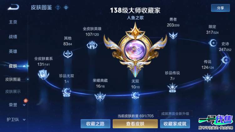 极品皮肤号可二次安卓Q无双V10，1无双珍品16典藏10无双7珍品124传说691皮
