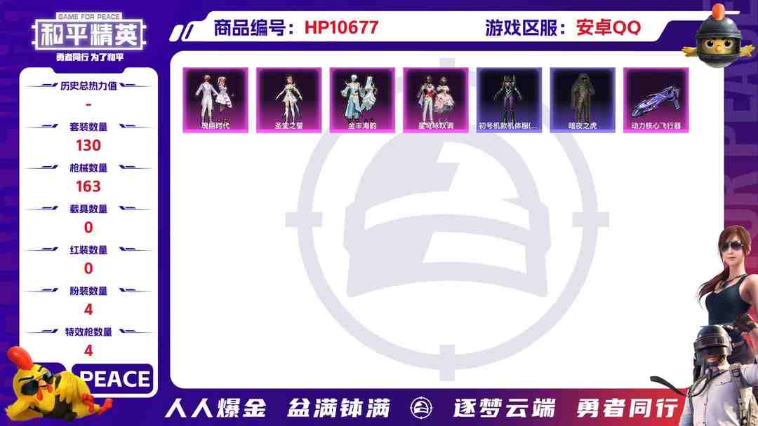 和平精英账号安卓QQ【暗夜之虎蓝螳螂4粉装4特效枪】 安卓Q区-46477热力值-10印记-130套装-163枪皮 【2稀有】 暗夜之虎 Mark.06蓝螳螂【4粉装】 圣堂之誓 瑰丽时代 星穹咏叹调 金丰海韵【4特效