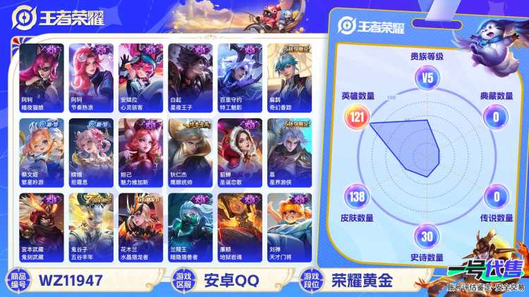 可二次【138皮肤】安卓QQ-121英雄-138皮肤【史诗皮肤】奇幻香踪 星界游侠 电玩·爆裂旋风 蔬乡物语 完美运算 百解令 繁星吟游 拒霜思 魅力维加斯 鹰眼统帅 圣诞恋歌 鬼剑武藏 水晶猎龙者