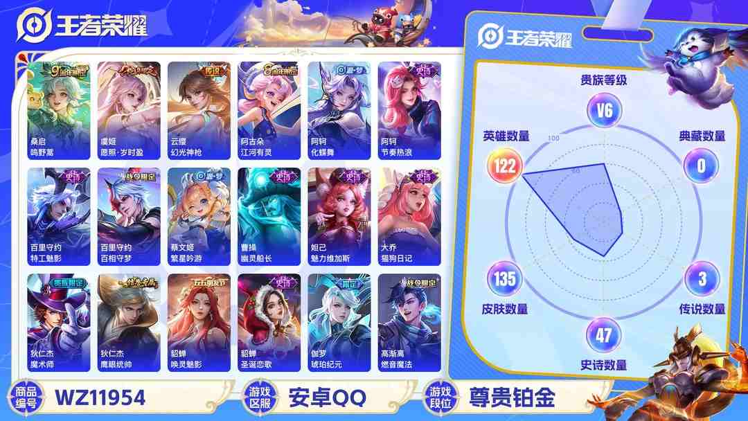 王者荣耀账号安卓QQ【3传说练手小号】安卓Q-122英雄【3传说】愿照·岁时盈 鸣野蒿 幻光神枪【51史诗】繁星吟游 魅力维加斯 金属风暴 李小龙 琥珀纪元 燃音魔法 江河有灵 地狱燃心 天穹祈灯 逐霄战戟 星界特工 