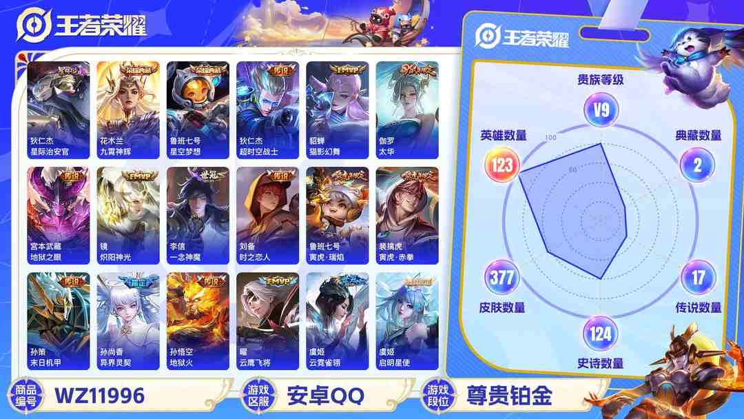 王者荣耀账号安卓QQ可二次【363皮肤18传说2水晶1星元1金标】安卓QQ-120英雄-363皮肤【2水晶】 九霄神辉 星空梦想【星元皮肤】星际治安官【传说皮肤】云鹰飞将 超时空战士 猫影幻舞 太华 地狱之眼 炽阳神光