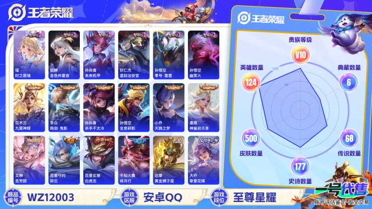 可二次【V10 500皮肤7水晶68传说6星元】安卓QQ-124英雄-500皮肤【7水晶】 武则天 神鉴启示录 九霄神辉 全息碎影 鸣剑·曳影 天鹅之梦 杀手不太冷【星元皮肤】零号雷霆 未来机甲 时