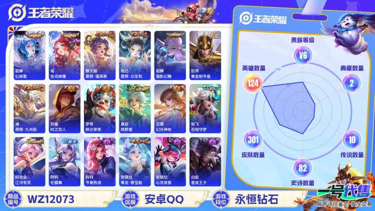 可二次【女号301皮肤2水晶10传说】安卓QQ-124英雄-301皮肤【2水晶】 拾光映像 幻阙歌【传说皮肤】愿照·众生和 愿照·福禄聚 愿照·九州拓 百相守梦 鸣野蒿 猫影幻舞 黄金射手座 时之恋