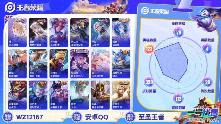 【女号20传说359皮肤4水晶2珍品5星元1天幕】安卓QQ-123英雄-359皮肤【4水晶】 幻阙歌 弑枪猎影 全息碎影 鸣剑·曳影【珍品传说】酷洛米之心 大耳狗之梦【星元皮肤】玉鸾吟 未来机甲 时