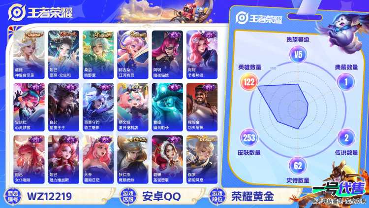 【253皮肤1水晶2传说】安卓QQ-122英雄-253皮肤【1水晶】 神鉴启示录【传说皮肤】愿照·众生和 鸣野蒿【史诗皮肤】怒海争锋 顽岩魄 雪夜绮愿 江河有灵 妄想食味 天穹祈灯 天穹之誓 电玩·