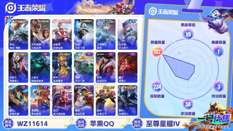 苹果QQ 122英雄 234皮肤 已兑换荣耀水晶数1  鸣剑·曳影 久胜战神 武陵仙君 无双飞将 梁祝 纤云弄巧 驯魔猎人 暗隐猎兽者 蓝屏警告 天才门将 圣诞狂欢 龙骑士 金属风暴 乘风破浪 ...