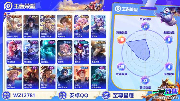 【一念神魔4传说】安卓QQ-118英雄-135皮肤【传说皮肤】愿照·山河定 愿照·九州拓 一念神魔 幻光神枪【史诗皮肤】龙之律动 江河有灵 地狱燃心 天穹祈灯 天穹之誓 战舞者 茶境仙 器灵·浮梦炉