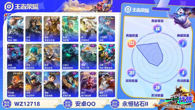 安卓QQ 123英雄 151皮肤 贵族等级6 已兑换荣耀水晶数1  鸣剑·曳影 武圣 黄金白羊座 鸣野蒿 炽阳神光 梁祝 心灵战警 破空之剑 箭羽风息 暗隐猎兽者 天才门将 电玩·爆裂旋风 地狱...