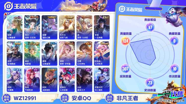 可二次【307皮肤10传说1星元一念神魔至尊宝】安卓QQ-124英雄-307皮肤【星元皮肤】幻舞叠翠【传说皮肤】愿照·众生和 愿照·岁时盈 愿照·九州拓 鸣野蒿 猫影幻舞 冠军飞将 一念神魔 云霓雀