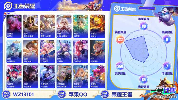 【至尊宝268皮肤7传说1星元】苹果QQ-123英雄-268皮肤【星元皮肤】幽冥火【传说皮肤】愿照·九州拓 鸣野蒿 山海·炽霜斩 黄金射手座 地狱火 启明星使 幻光神枪【史诗皮肤】飞衡 至尊宝 星界