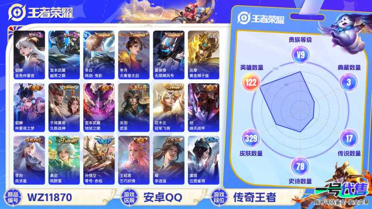 可二次【329皮肤17传说4水晶2星元发育路54段2金标】安卓QQ-122英雄-329皮肤【4水晶】 武则天 鸣剑·曳影 大秦宣太后 无限飓风号【星元皮肤】幽冥之眼 金色仲夏夜之梦【传说皮肤】李逍遥