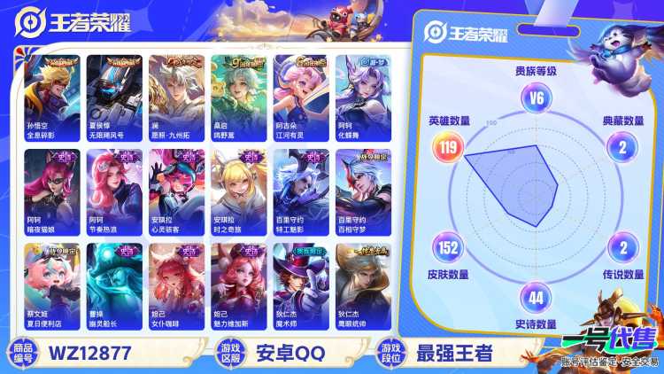 可二次【152皮肤2典藏2传说】安卓Q-119英雄【2水晶】全息碎影 无限飓风号【2传说】愿照·九州拓 鸣野蒿【46史诗】龙之律动 谪仙醉月 顽岩魄 燃音魔法 江河有灵 天穹祈灯 天穹之誓 破空之剑