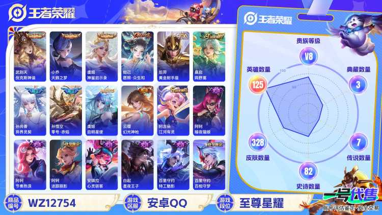 【女号328皮肤4水晶7传说】安卓QQ-125英雄-328皮肤【4水晶】 武则天 神鉴启示录 天鹅之梦 倪克斯神谕【传说皮肤】愿照·众生和 鸣野蒿 黄金射手座 异界灵契 零号·赤焰 启明星使 幻光神