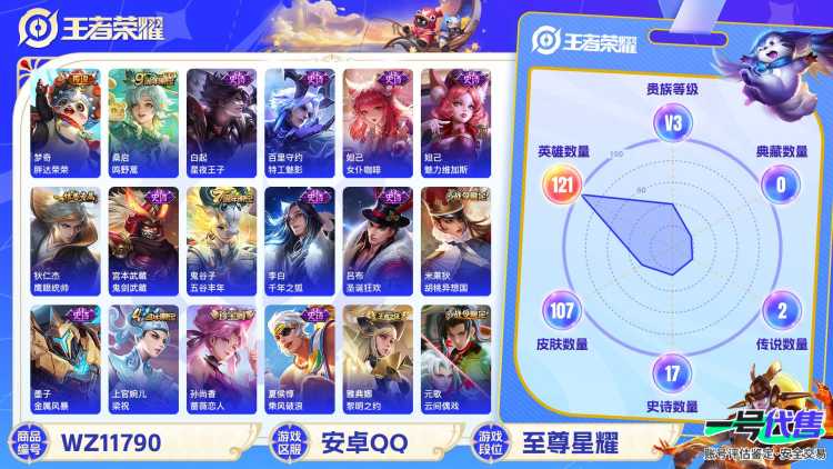 可二次【107皮肤2传说】安卓QQ-121英雄-107皮肤【传说皮肤】鸣野蒿 胖达荣荣【史诗皮肤】天穹之誓 女仆咖啡 魅力维加斯 鹰眼统帅 鬼剑武藏 千年之狐 圣诞狂欢 胡桃异想国 金属风暴 梁祝 