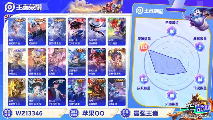 MWZ100134【无双贵族10 小魔方 打野45段 发育路37段 小国标刘备1.36W战力 金标老虎准万战 金标杨玉环准万战  2无双2典藏4珍品71传说无双V10 59按键】苹果Q-414皮肤-