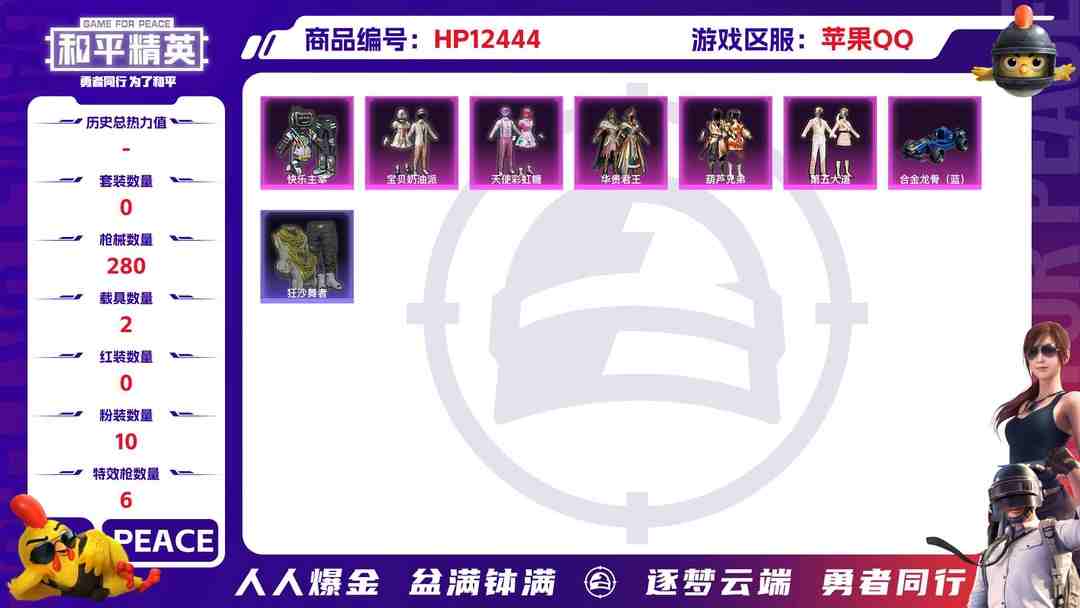 和平精英账号苹果QQ29695  苹果手Q-8王牌印记-10粉装-6特效枪-2载具-89603热力值-200套装-280枪皮-1卓越印记-1传奇印记
【10粉装】,宝贝奶油派,天使彩虹糖,第五大道,千金淑猫,动力核心