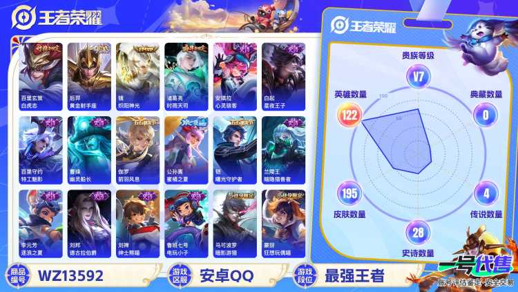 XSW916+"【195皮肤 6传说V7 零号·赤焰 时雨天司 白虎志 炽阳神光 黄金射手】安卓Q-195皮肤-122英雄  【传说皮肤】 鸣野蒿 白虎志 黄金射手座 炽阳神光 零号·赤焰 时雨天司