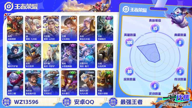 "【80皮肤V5 6传说 战鼓燎原 幻光神枪 愿照·山河定 愿照·九州拓 黄金白羊座】安卓Q-80皮肤-100英雄  【传说皮肤】 鸣野蒿 战鼓燎原 幻光神枪 愿照·山河定 愿照·九州拓 黄金白羊座