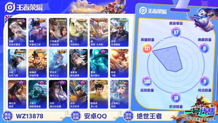 MWZ100726+【1珍品1星元10传说V7】安卓Q-140皮肤-121英雄 
【珍品传说】 酷洛