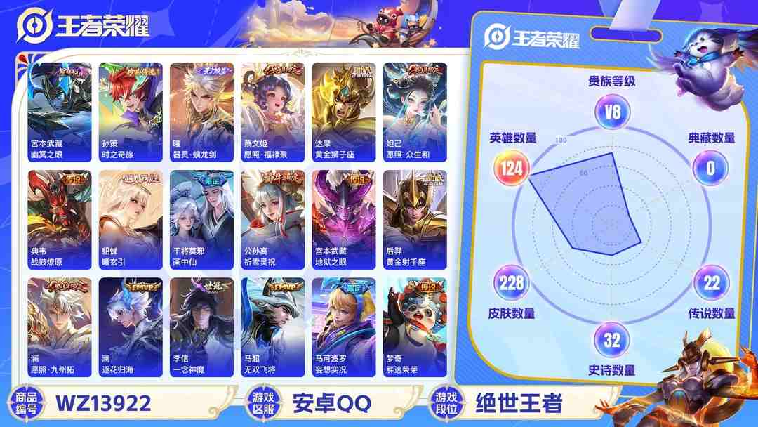 王者荣耀账号安卓QQMWZ100742【1无双1珍品1星元25传说V8】安卓Q-228皮肤-124英雄-1星元 幽冥之眼  【无双皮肤】 器灵·螭龙剑  【珍品传说】 时之奇旅  【传说皮肤】 玄雷天君 妄想实况 妄想