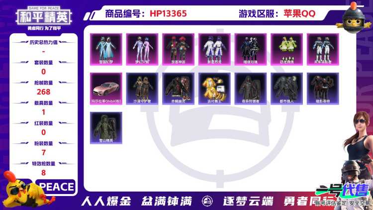 M100833 【ss22战神框极品身法号2级图卡盟1神7粉8特1车 沙漠守护者黑丝 赤蝎幽灵 都市 金靴子 小白龙 放客神游 雪国 梦幻火箭 小熊背包】苹果Q-89382热力值 11王牌印记 历史