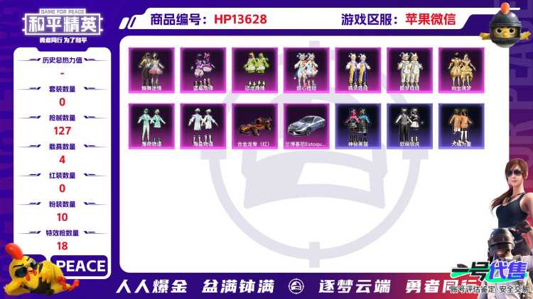 [9088456]5红装 10粉装 18特效枪 4载具 10印记 可二次 可修改实名 三级神装：三级沙丘之主-图卡盟(3级黄金木乃伊) 一级神装：一级精灵之光-露米娜(1级露米娜),一级镜域双华-欧