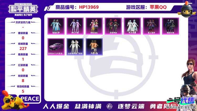 1994659--不可二次   苹果Q-81602热力值 15王牌印记 历史无敌战神 极品战神小女号 ss24赛季框 1神装 /3级欧若拉 梦幻 雪国 猪脸 发光眼罩 萝莉 暗夜玫瑰 软软马卡龙 雪