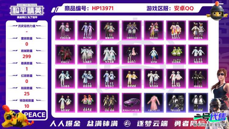1994739- 可二次   安卓Q-119261热力值 15王牌印记 历史传奇王牌18星 255套装 299枪皮 新老101  巧克力2姐妹  猪妹 童趣 甜梦小狐 AK魔方神域3级 m4心之恋语