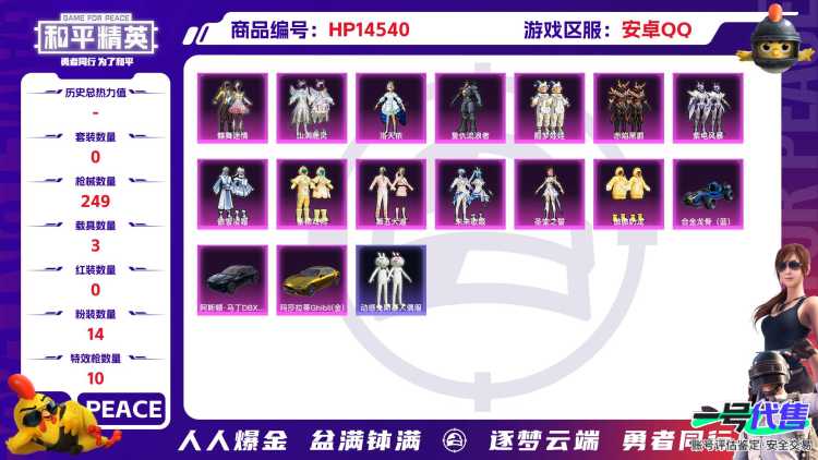 [9143153]14粉装 10特效枪 3载具 14印记 可二次 可修改实名 身法装备：Mark.06(新蓝螳螂) 热门装扮：千金淑猫,洛天依,蝶舞迷情,山涧鹿灵,酣梦娃娃,紫电风暴,赤焰黑爵,复仇