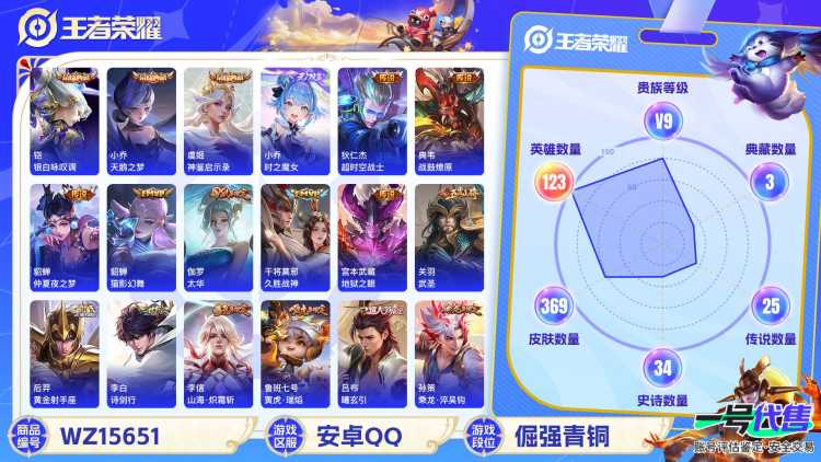 [9166387]V9 3典藏 1无双 31传说 123英雄 369皮肤 可修改实名 荣耀水晶：神鉴启示录,银白咏叹调(倪克斯侍卫),天鹅之梦(小乔典藏) 无双皮：小乔时之魔女(小乔无双) 传说皮：