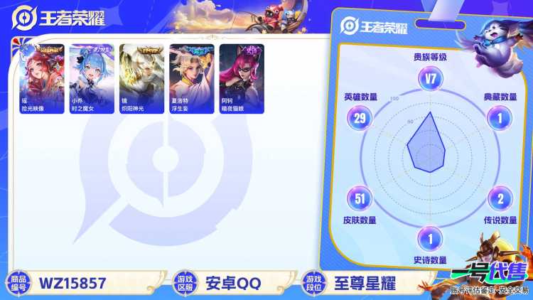 [9187373]7位QQ,瑶典藏,小乔无双,-可二次-V7-27英雄-32皮肤-1典藏-1无双-4传说-10史诗 炽阳神光-镜 浮生妄-夏洛特 冰霜神祇-盘古